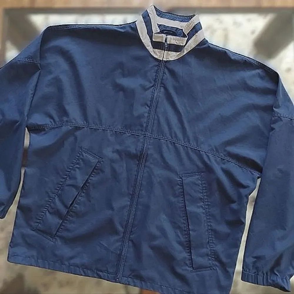 Vtg Cutter & Buck soft shell navy zip up golf windbreaker jacket